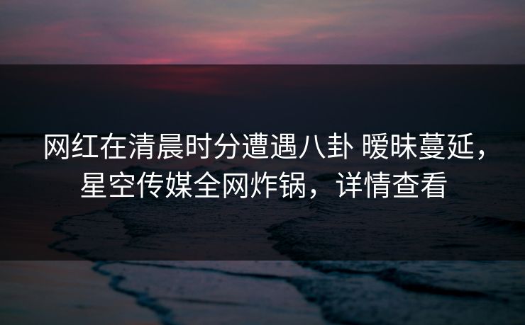 网红在清晨时分遭遇八卦 暧昧蔓延，星空传媒全网炸锅，详情查看