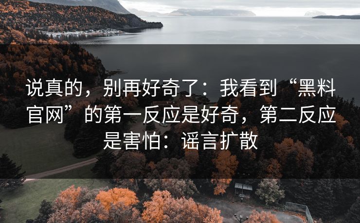 说真的，别再好奇了：我看到“黑料官网”的第一反应是好奇，第二反应是害怕：谣言扩散