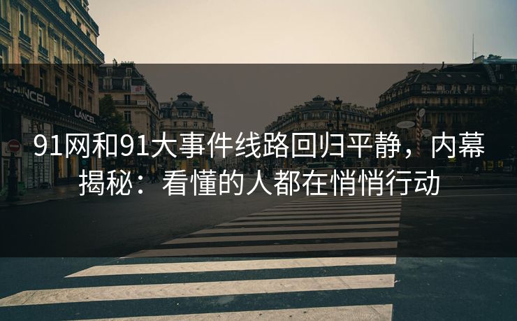 91网和91大事件线路回归平静，内幕揭秘：看懂的人都在悄悄行动