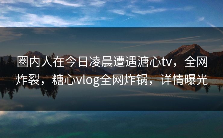 圈内人在今日凌晨遭遇溏心tv，全网炸裂，糖心vlog全网炸锅，详情曝光