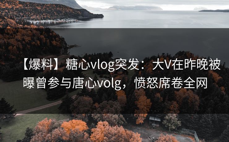 【爆料】糖心vlog突发:大V在昨晚被曝曾参与唐心volg,愤怒席卷全网 【爆料】糖心vlog突发:大V在昨晚被曝曾参与唐心volg,愤怒席卷全网