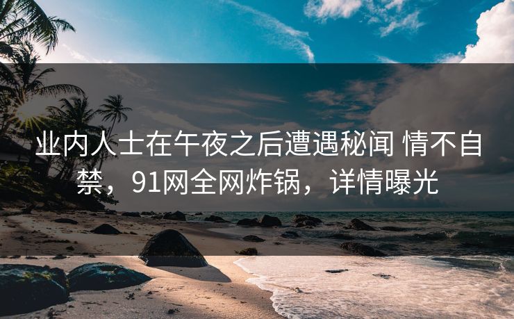 业内人士在午夜之后遭遇秘闻 情不自禁，91网全网炸锅，详情曝光